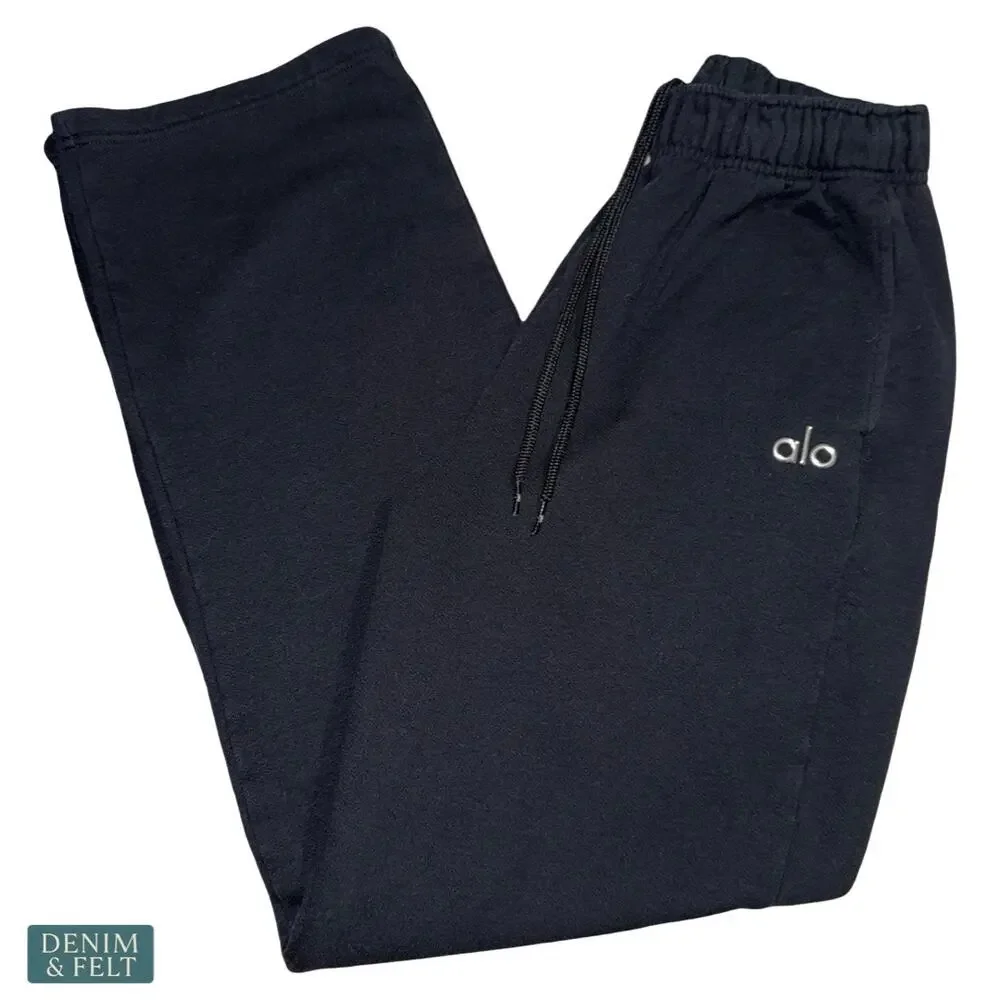 Alo Yoga Accolade Straight Leg Sweatpants Black Minimal Luxe Wide Leg Athleisure